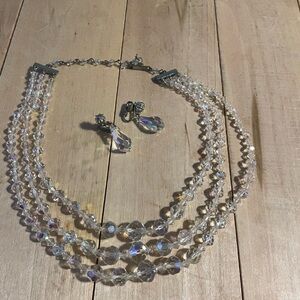 Vintage Aurora Borealis Crystal Choker & Earring Set